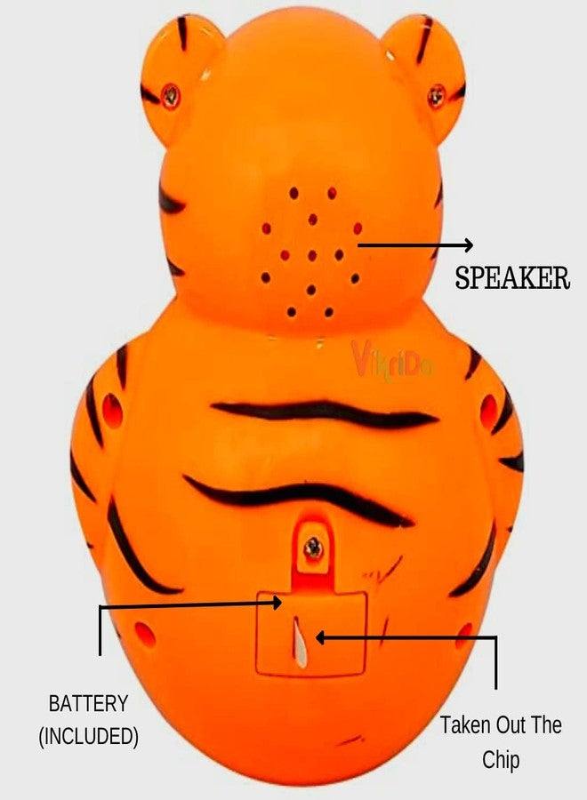 VikriDA Light and Music Tiger Roly Poly Tumbler Doll, Push and Shake Wobbling Bell Sound Musical Rattle Toy for Infants, Toddlers - Image 2